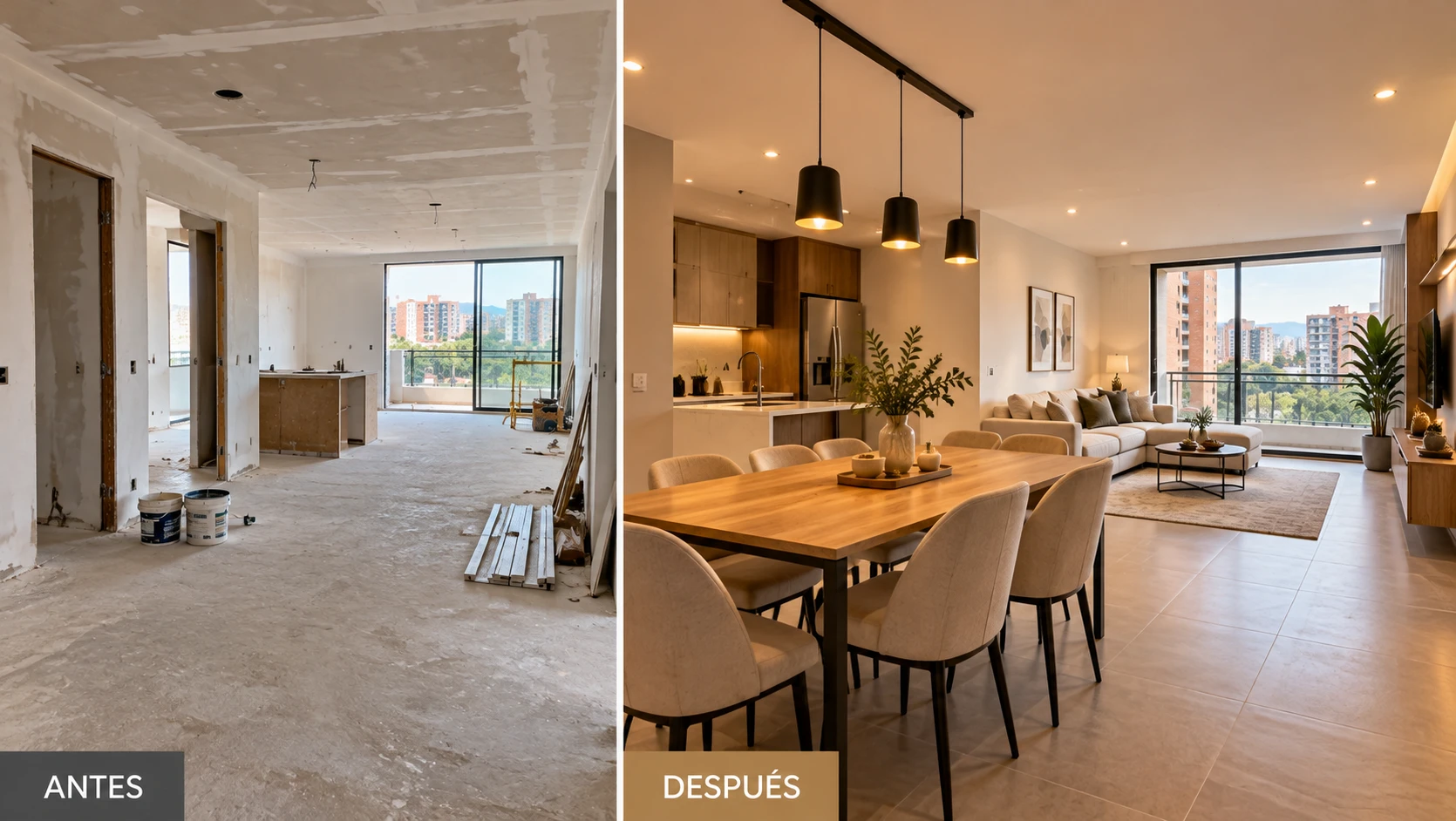 Remodelación de apartamento, antes y después